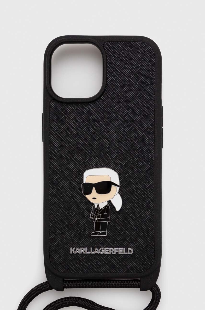 Karl Lagerfeld Husa Pentru Telefon Iphone 15 6.1 Culoarea Negru