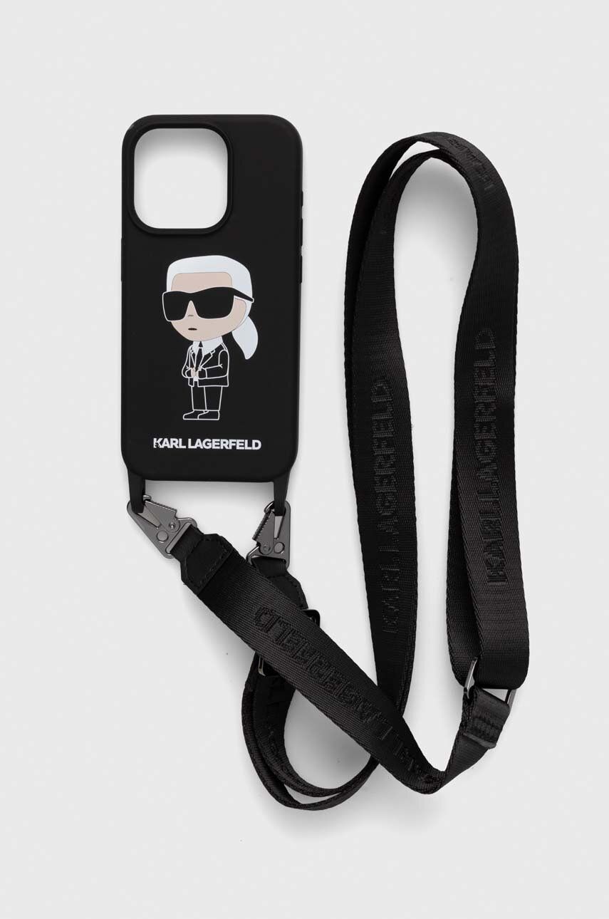 Levně Obal na telefon Karl Lagerfeld iPhone 15 Pro 6.1 černá barva