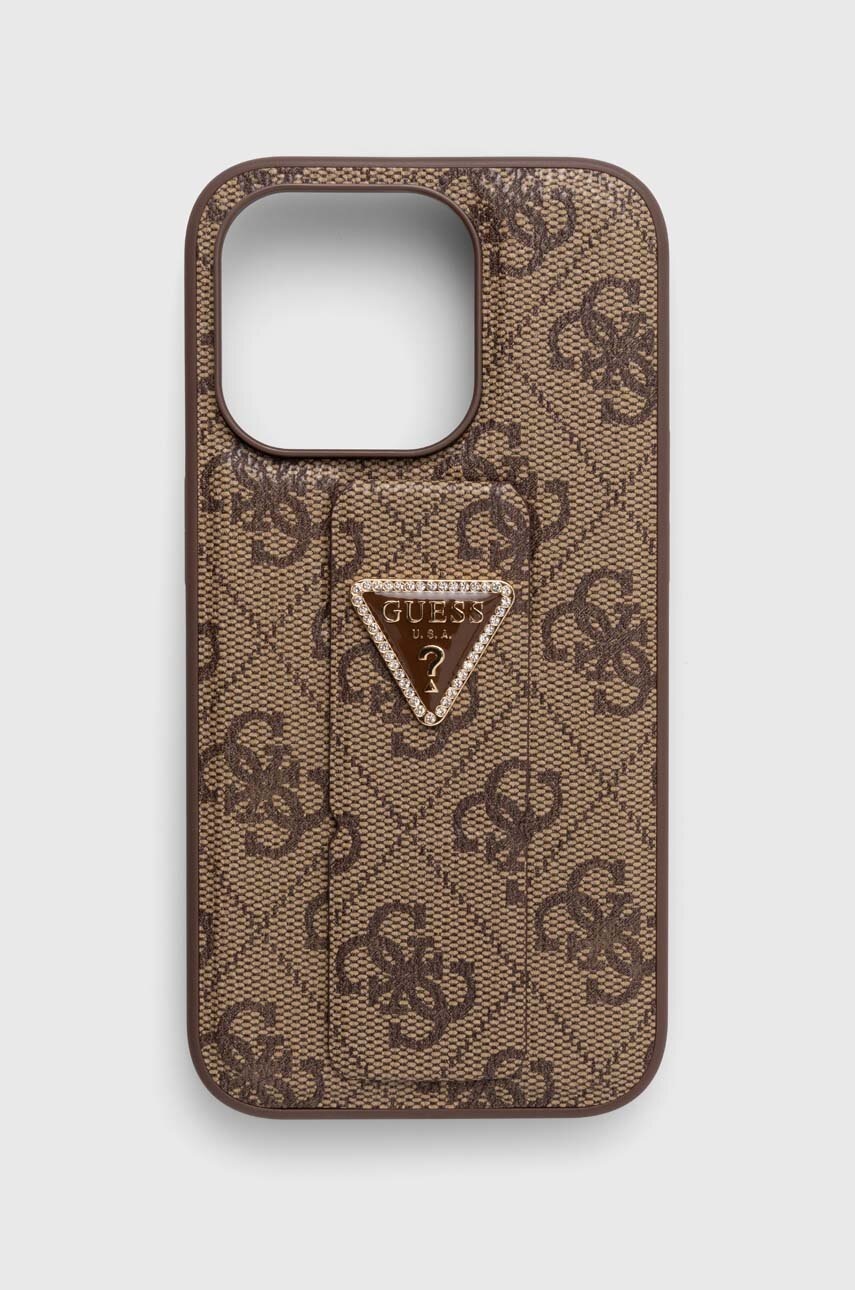 Levně Obal na telefon Guess iPhone 15 Pro 6.1'' hnědá barva