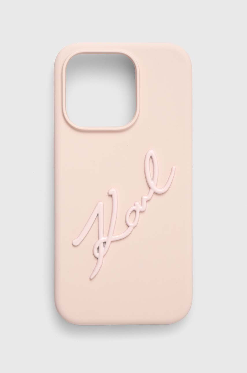 Karl Lagerfeld Husă Pentru Telefon IPhone 15 Pro 6.1'' Culoarea Roz