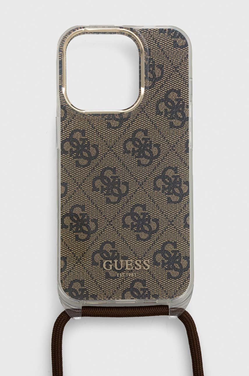 Obal na telefon Guess iPhone 15 Pro 6.1" hnědá barva