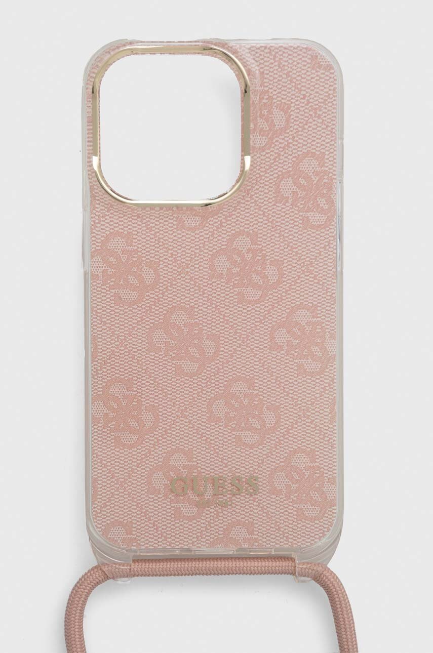 Levně Obal na telefon Guess iPhone 15 Pro 6.1" růžová barva