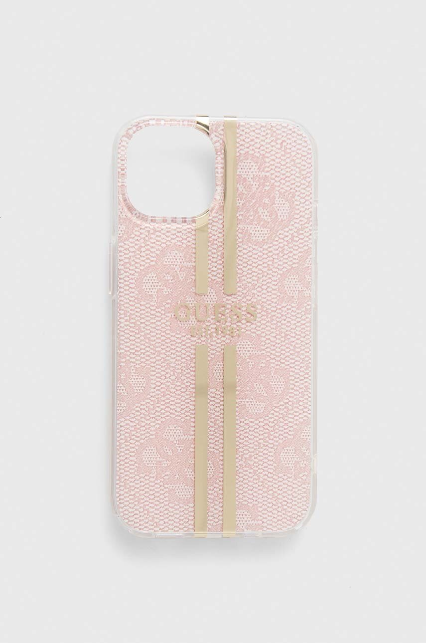 

Кейс за телефон Guess PSEGP iPhone 15 / 14 / 13 6.1" в розово, Розов