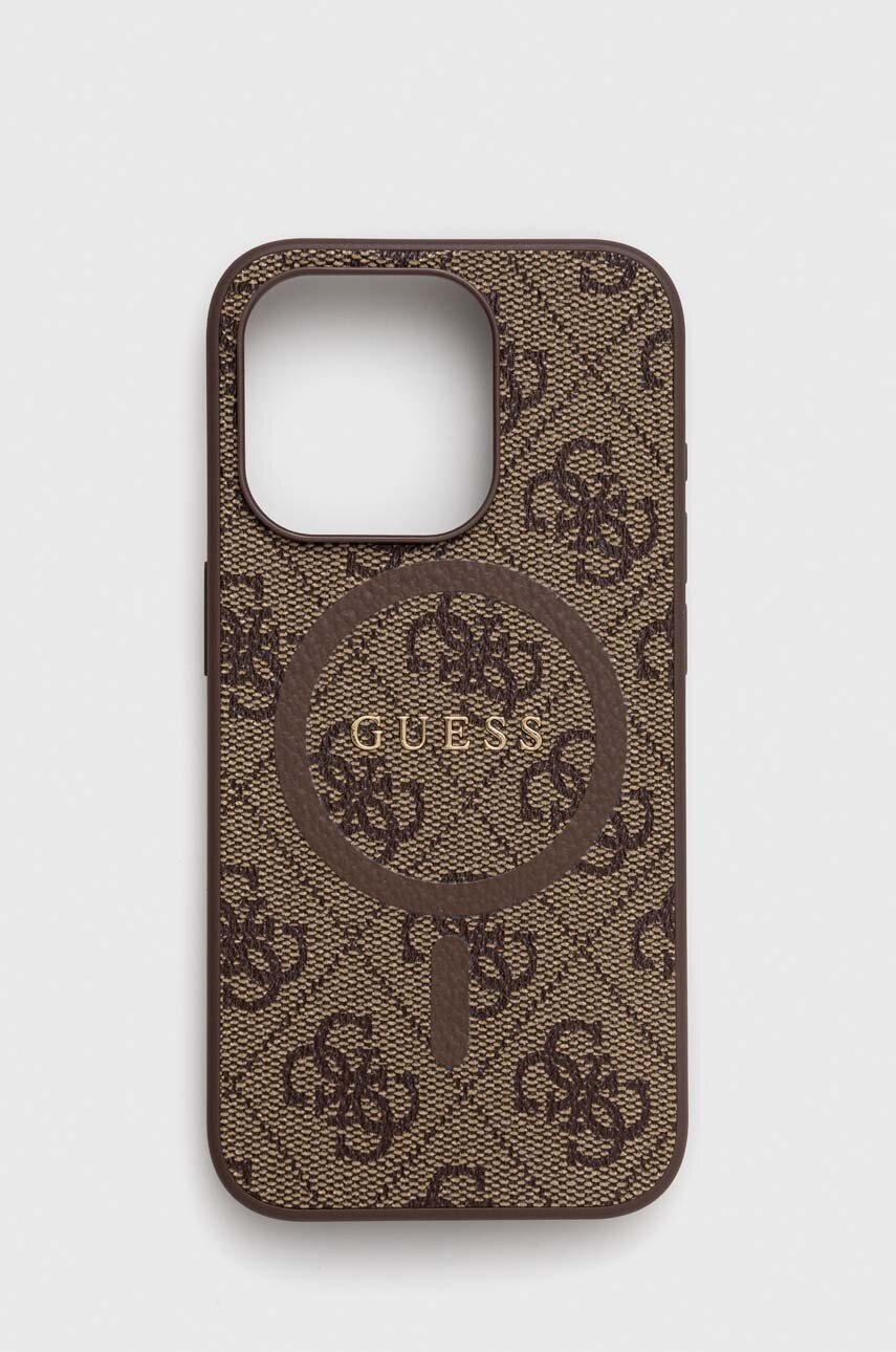 

Кейс за телефон Guess iPhone 15 Pro 6,1" в кафяво, Кафяв