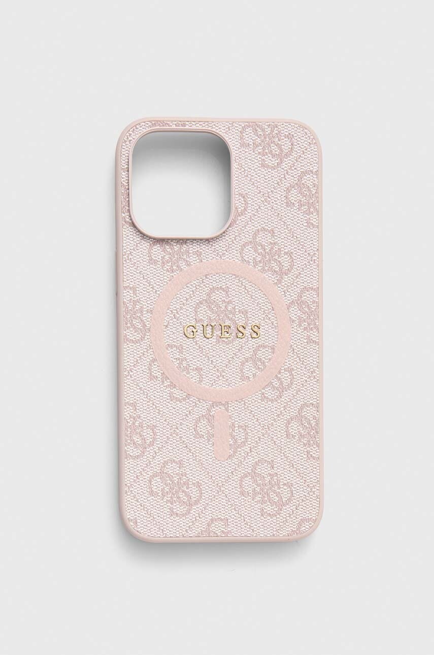 Levně Obal na telefon Guess iPhone 15 Pro Max 6,7" růžová barva