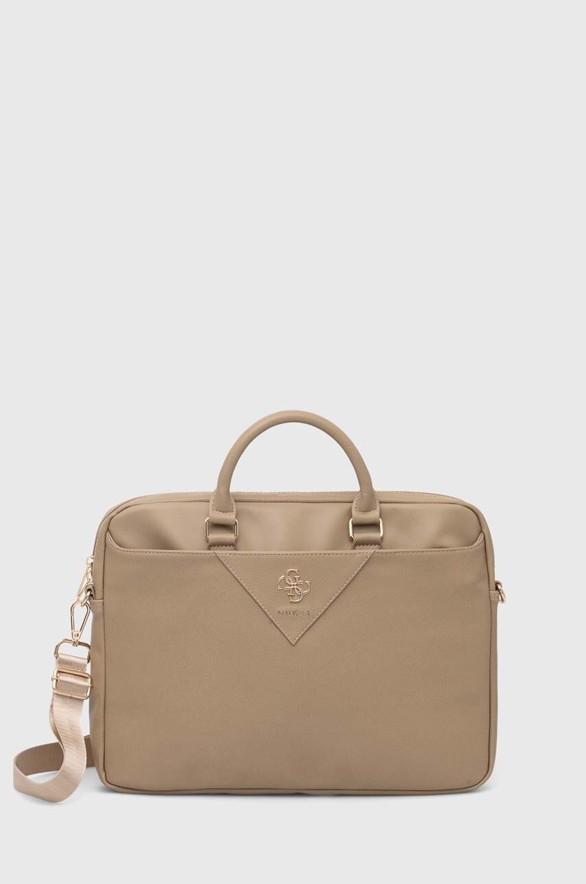 

Чанта за лаптоп Guess в бежово, Бежов