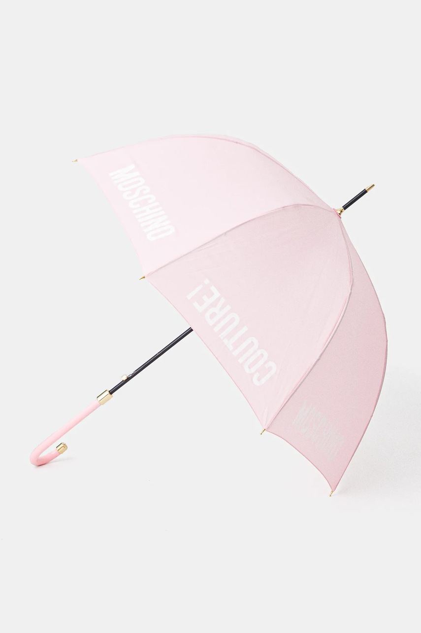 Deštník Moschino růžová barva, 8982