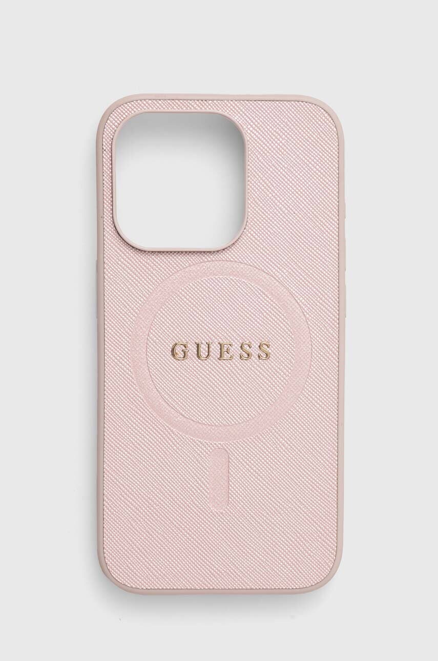 Levně Obal na telefon Guess iPhone 15 Pro 6.1 růžová barva, GUHMP15LPSAHMCP