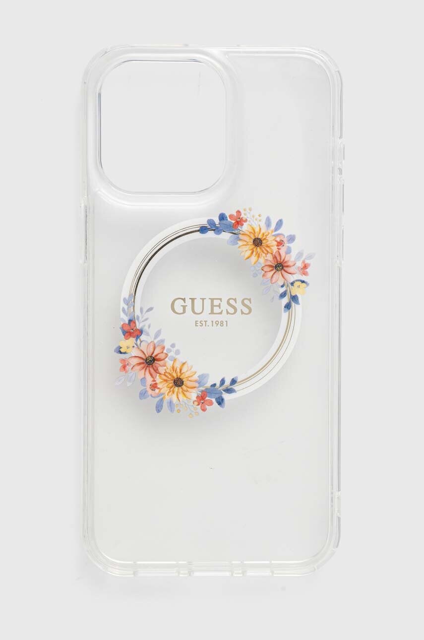 Levně Obal na telefon Guess iPhone 15 Pro Max 6.7 pruhledná barva, GUHMP15XHFWFCT