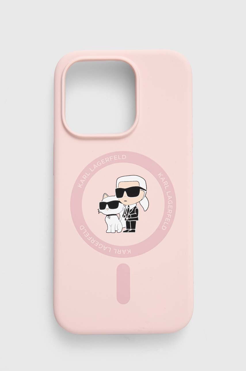 

Кейс за телефон Karl Lagerfeld iPhone 15 Pro 6.1 в розово KLHMP15LSCMKCRHP, Розов