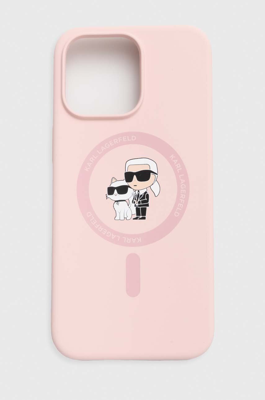 Karl Lagerfeld etui pentru telefon iPhone 15 Pro Max 6.7 culoarea roz, KLHMP15XSCMKCRHP
