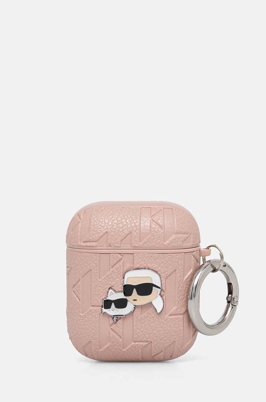 Puzdro na airpod Karl Lagerfeld AirPods 1/2 cover ružová farba, KLA2PGKCPP