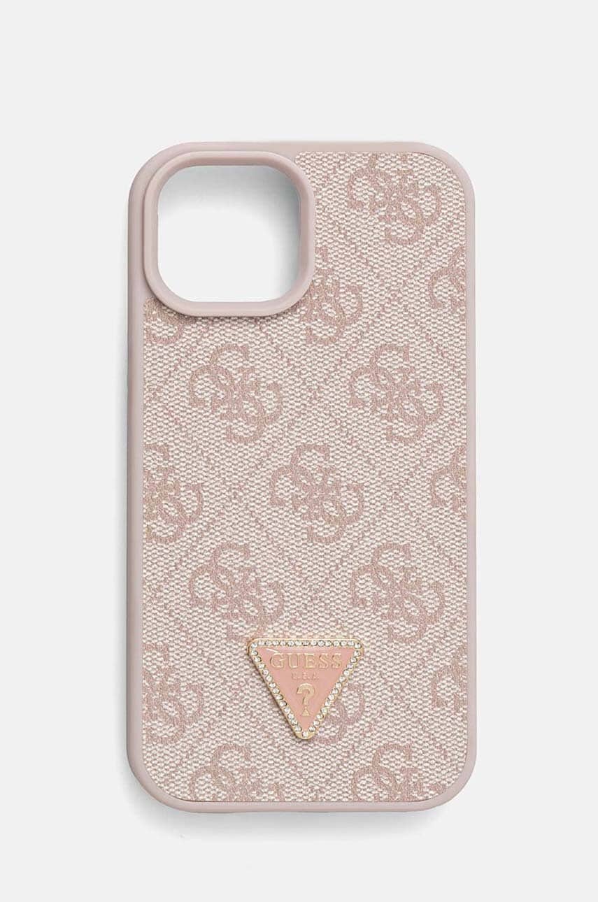 Levně Obal na telefon Guess iPhone 15 / 14 / 13 6.1 růžová barva, GUHCP15SP4TDPP