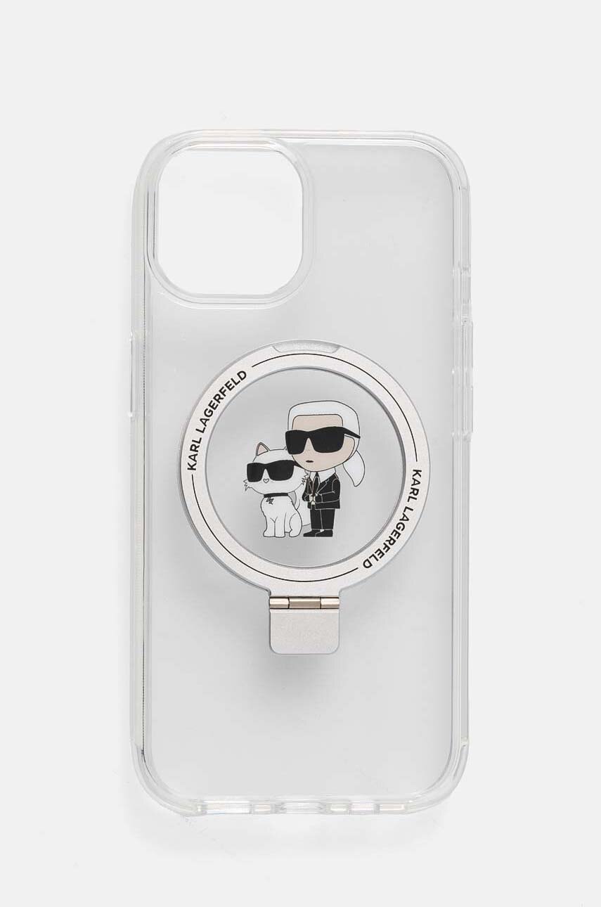 Levně Obal na telefon Karl Lagerfeld iPhone 15 / 14 / 13 6.1 pruhledná barva, KLHMP15SHMRSKCH