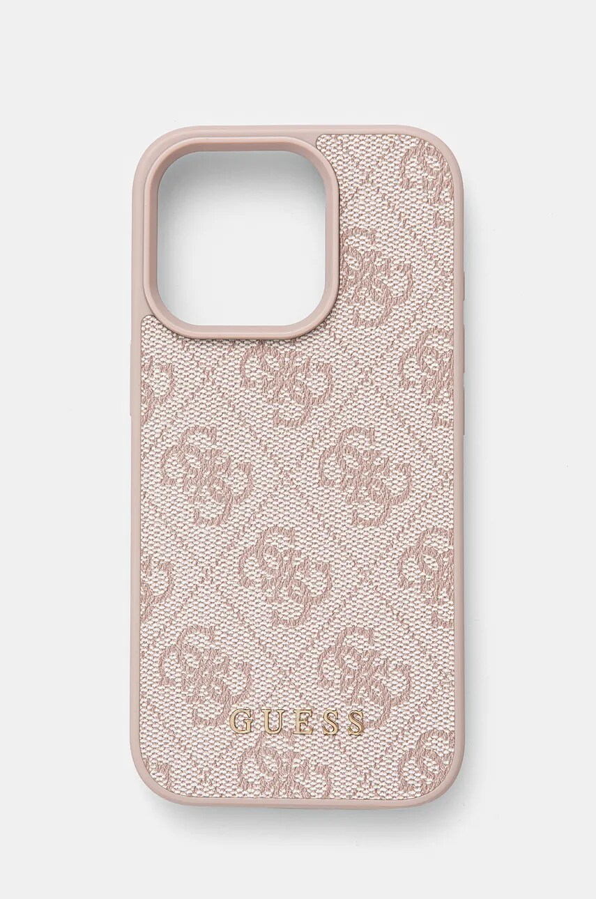 Levně Obal na telefon Guess iPhone 16 Pro 6.3 růžová barva, GUHCP16LG4GFPI
