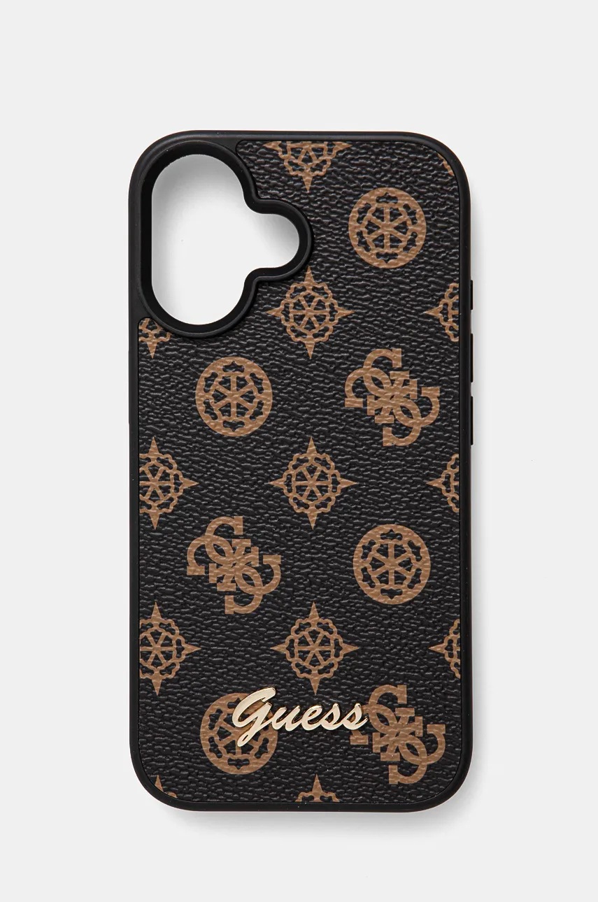 

Кейс за телефон Guess iPhone 16 6.1 в кафяво GUHMP16SPGPYSK, Кафяв