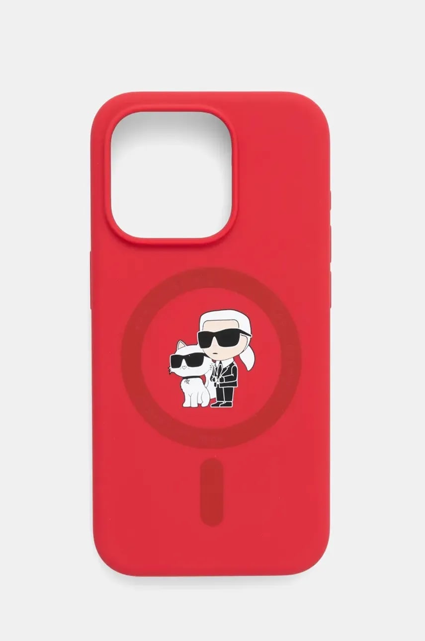 Karl Lagerfeld etui pentru telefon iPhone 15 Pro 6.1 culoarea rosu, KLHMP15LSCMKCRHR Karl Lagerfeld etui pentru telefon iPhone 15 Pro 6.1 culoarea rosu, KLHMP15LSCMKCRHR