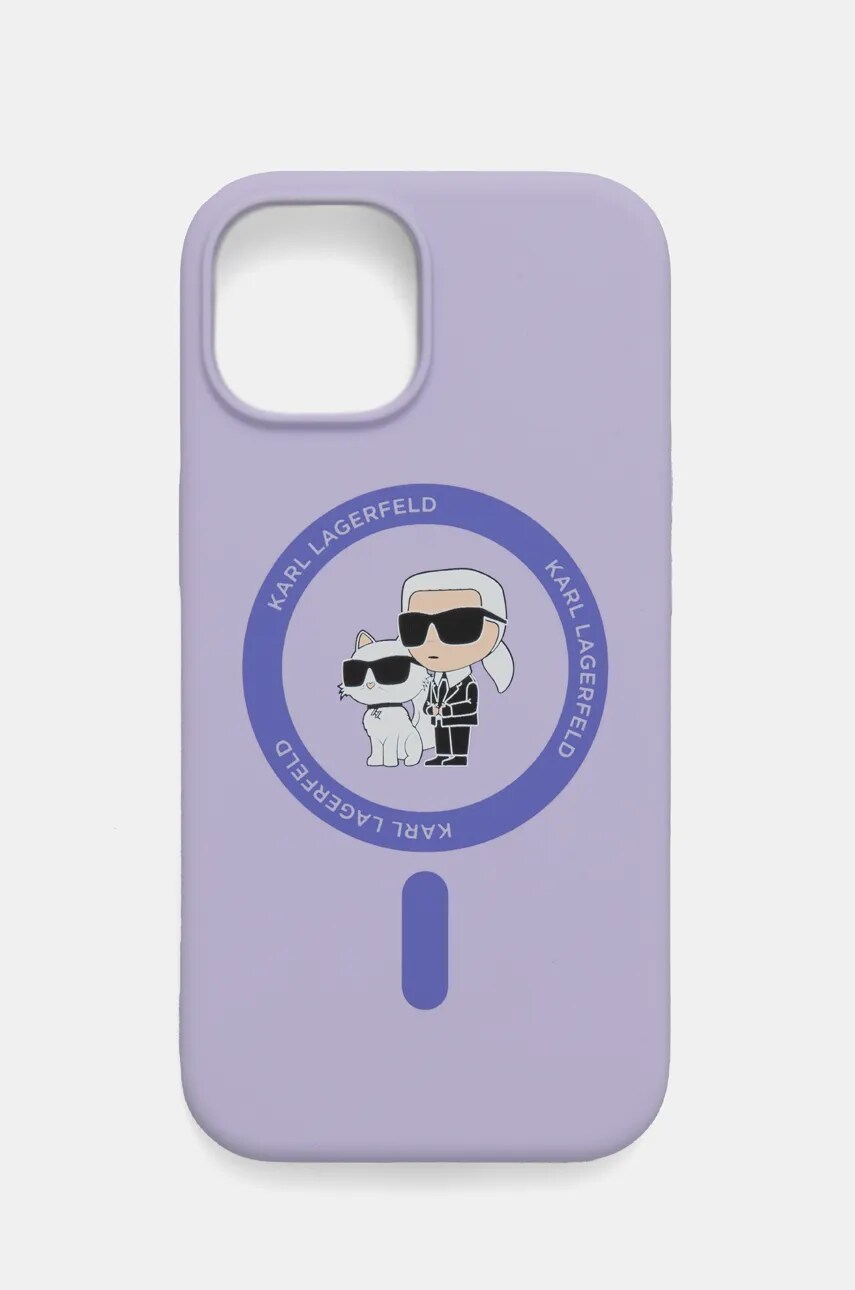 Karl Lagerfeld etui pentru telefon iPhone 15 6.1 culoarea violet, KLHMP15SSCMKCRHU Karl Lagerfeld etui pentru telefon iPhone 15 6.1 culoarea violet, KLHMP15SSCMKCRHU