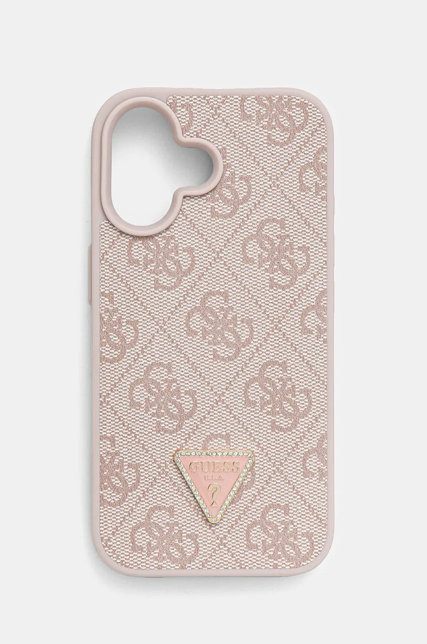 Levně Obal na telefon Guess iPhone 16 6.1 růžová barva, GUHCP16SP4TDPP