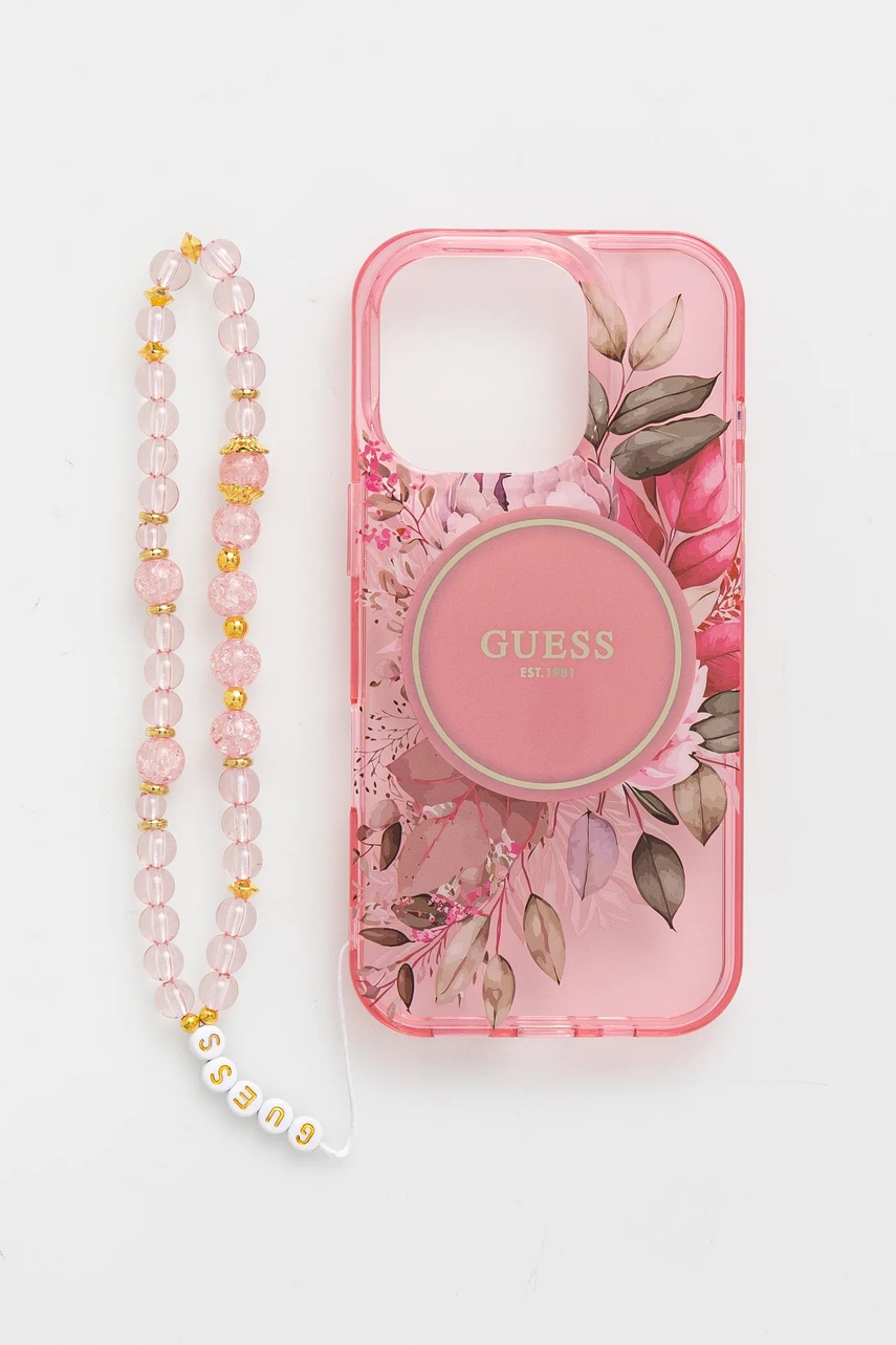 

Кейс за телефон Guess iPhone 16 Pro 6.3 в розово GUHMP16LHFWBRCESP, Розов