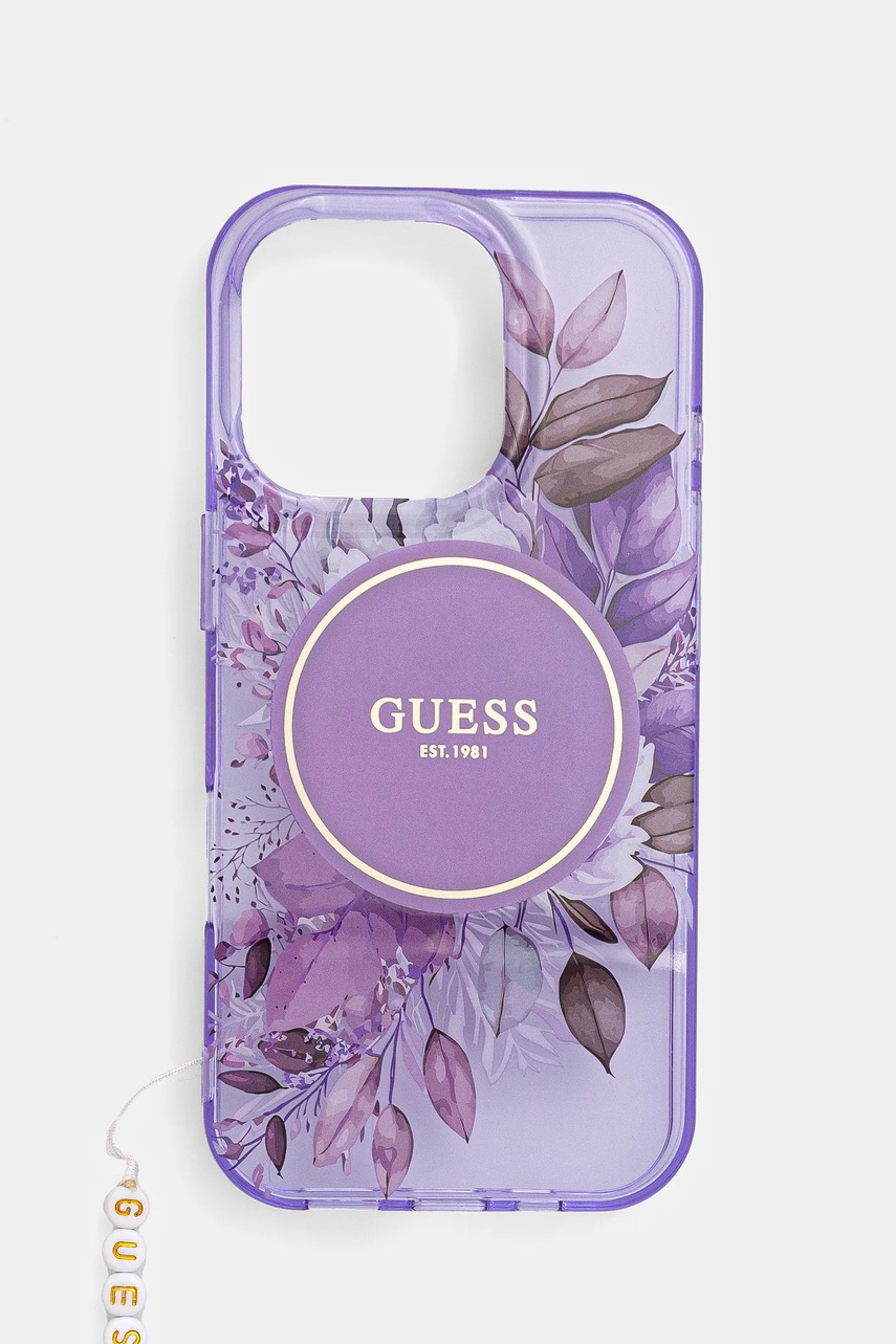 

Кейс за телефон Guess iPhone 16 Pro 6.3 в лилаво GUHMP16LHFWBRCESU, Виолетов