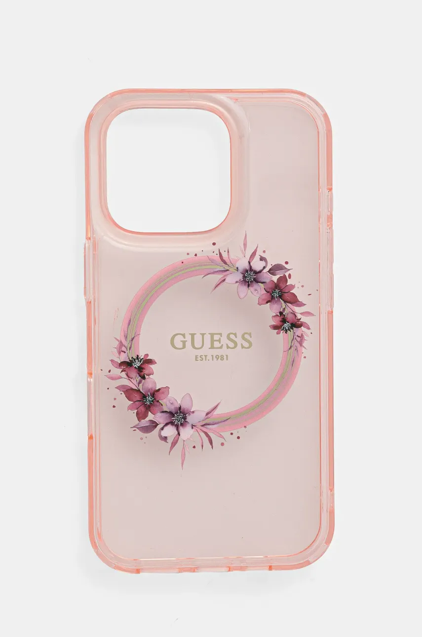 Levně Obal na telefon Guess iPhone 16 Pro 6.3 růžová barva, GUHMP16LHFWFCP