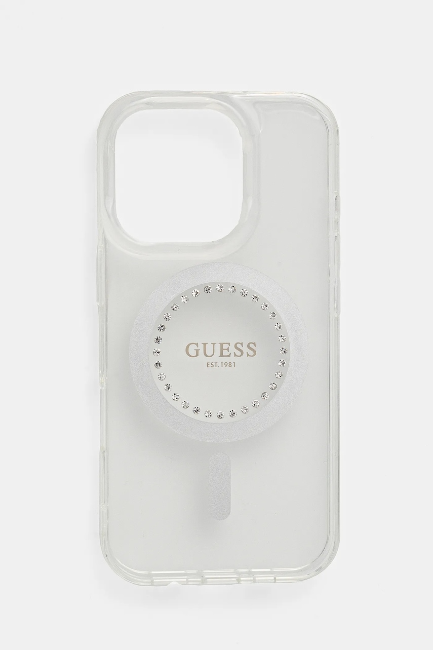 Levně Obal na telefon Guess iPhone 16 Pro 6.3 bílá barva, GUHMP16LPFTDTEH