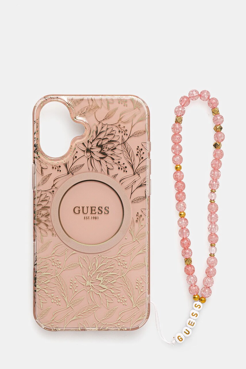 Levně Obal na telefon Guess iPhone 16 Plus 6.7 růžová barva, GUHMP16MHCPOFPP