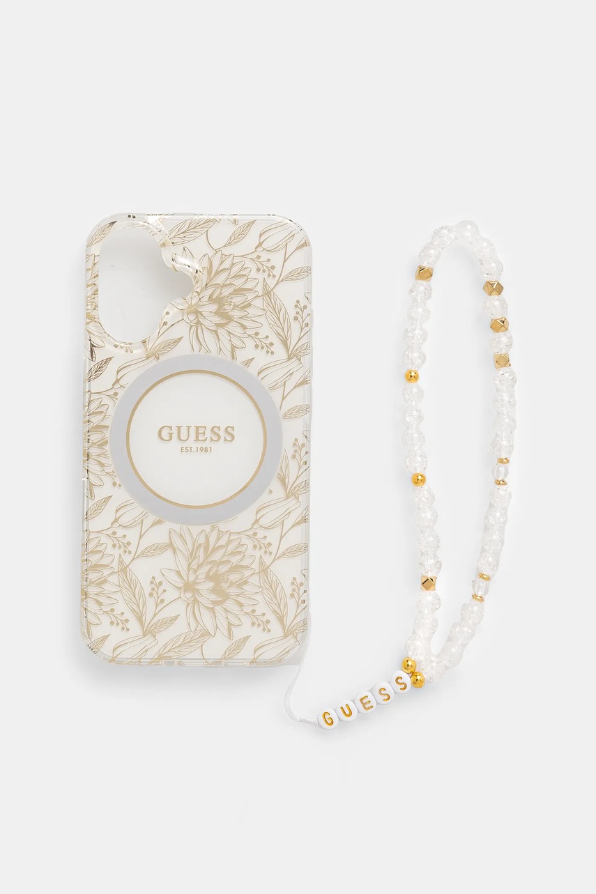 

Кейс за телефон Guess iPhone 16 6.1 в бяло GUHMP16SHCPOFPH, Бял