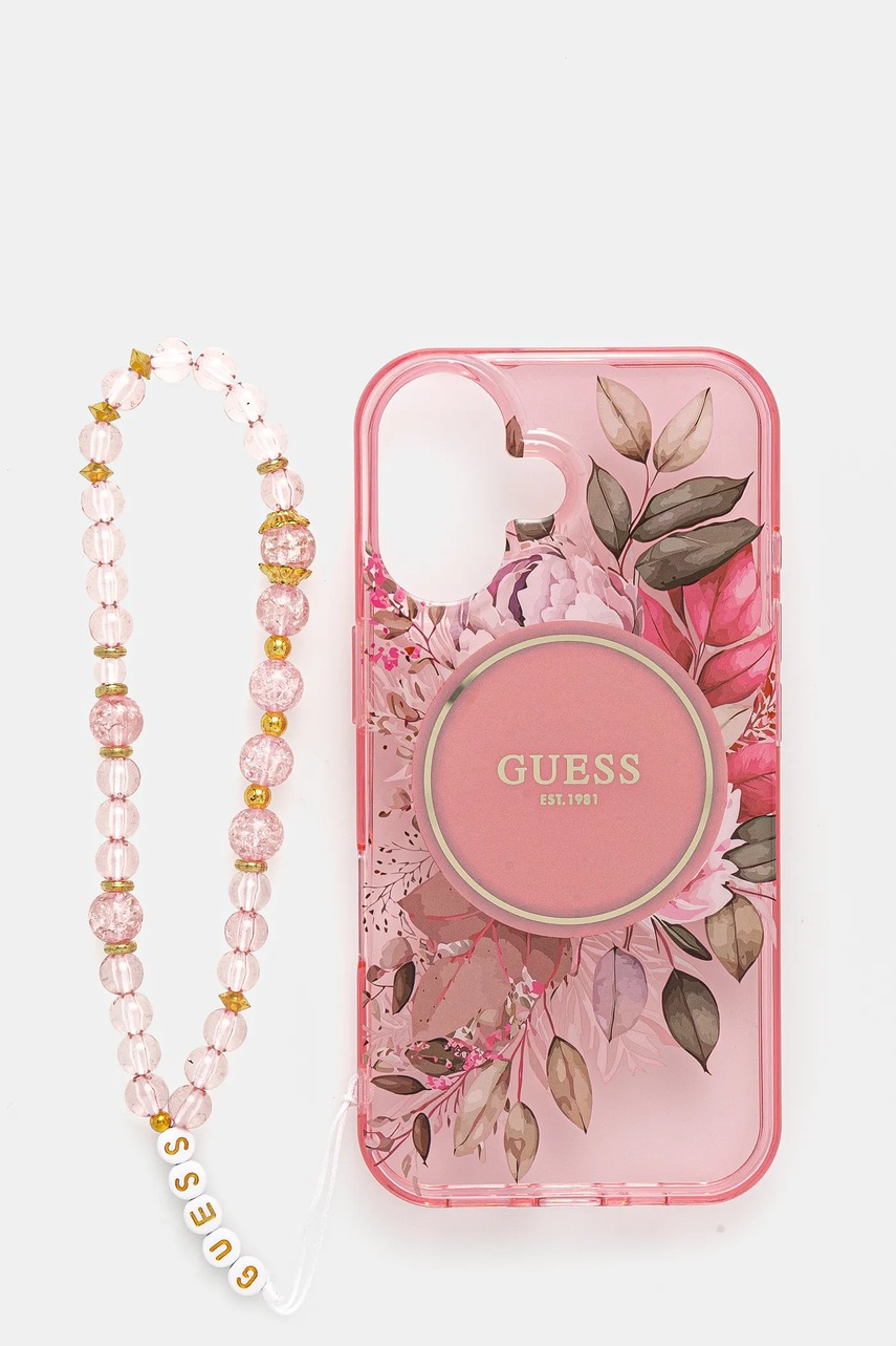 

Кейс за телефон Guess iPhone 16 6.1 в розово GUHMP16SHFWBRCESP, Розов