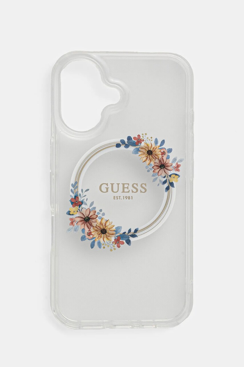 Levně Obal na telefon Guess iPhone 16 6.1 průhledná barva, GUHMP16SHFWFCT