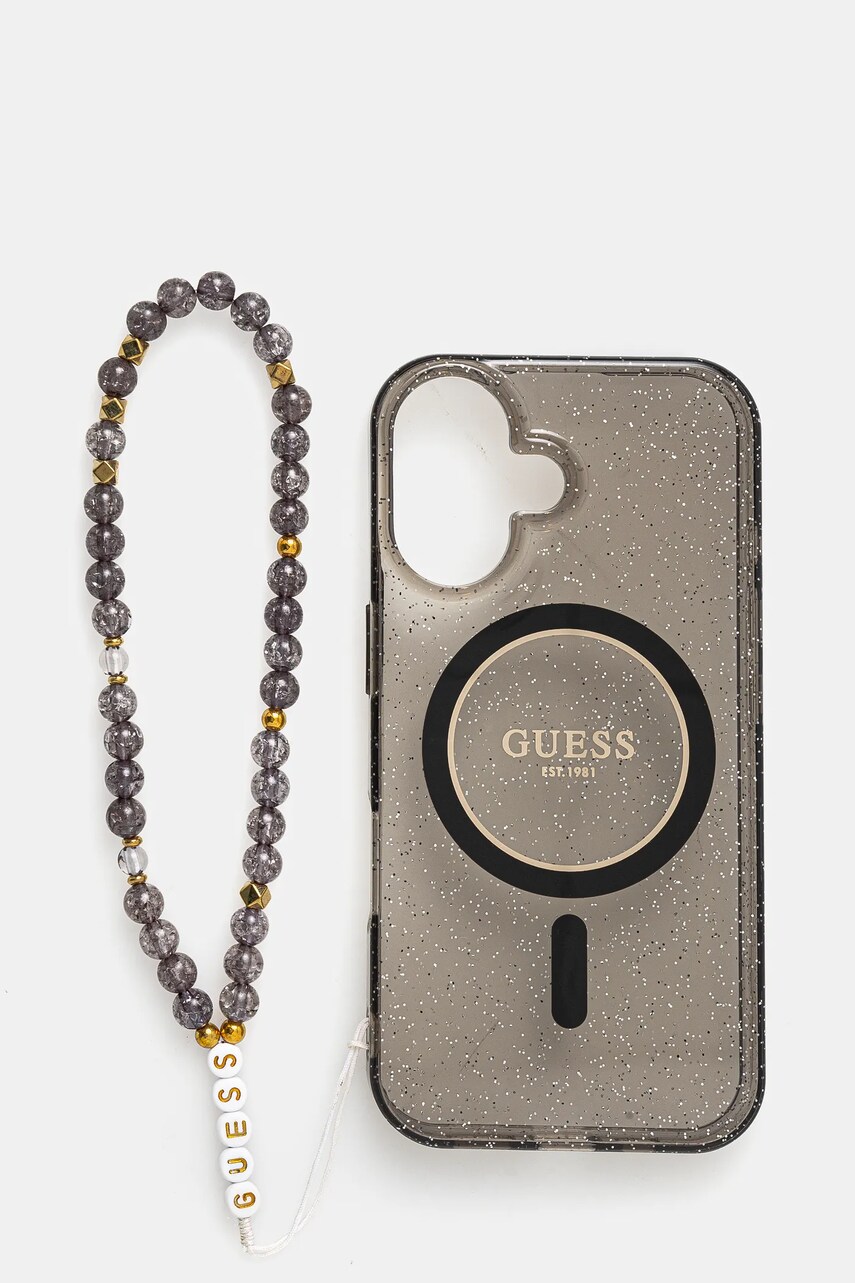

Кейс за телефон Guess iPhone 16 6.1 в черно GUHMP16SHGCRELSK, Черен