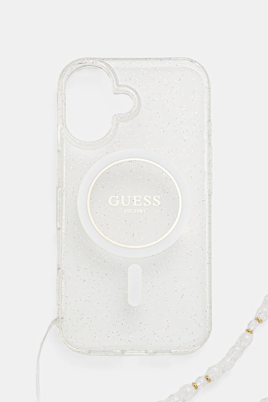 Levně Obal na telefon Guess iPhone 16 6.1 průhledná barva, GUHMP16SHGCRELST