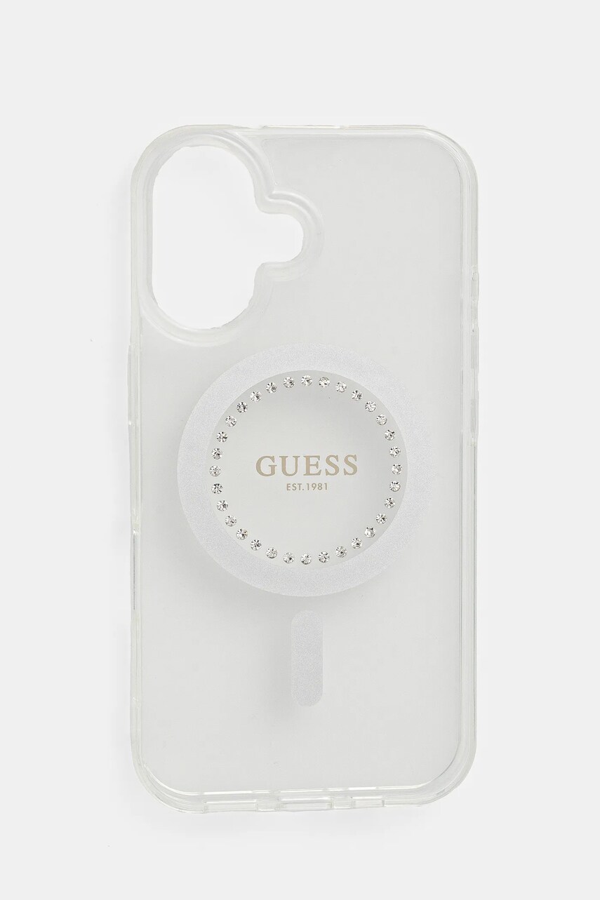 Levně Obal na telefon Guess iPhone 16 6.1 bílá barva, GUHMP16SPFTDTEH