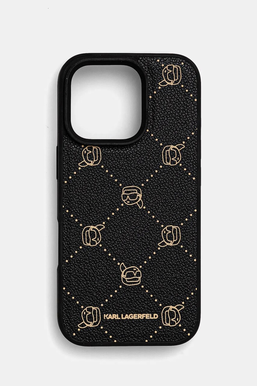 Karl Lagerfeld husă pentru telefon iPhone 16 Pro 6.3 culoarea negru, KLHMP16LPGKHPHK