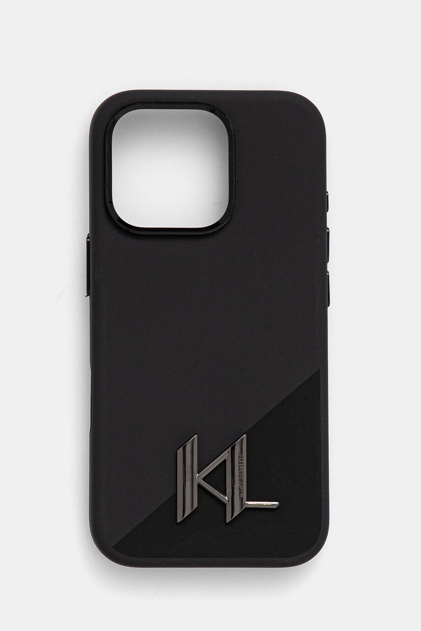 Levně Obal na telefon Karl Lagerfeld iPhone 16 Pro 6.3 černá barva, KLHMP16LSCMKMPCK