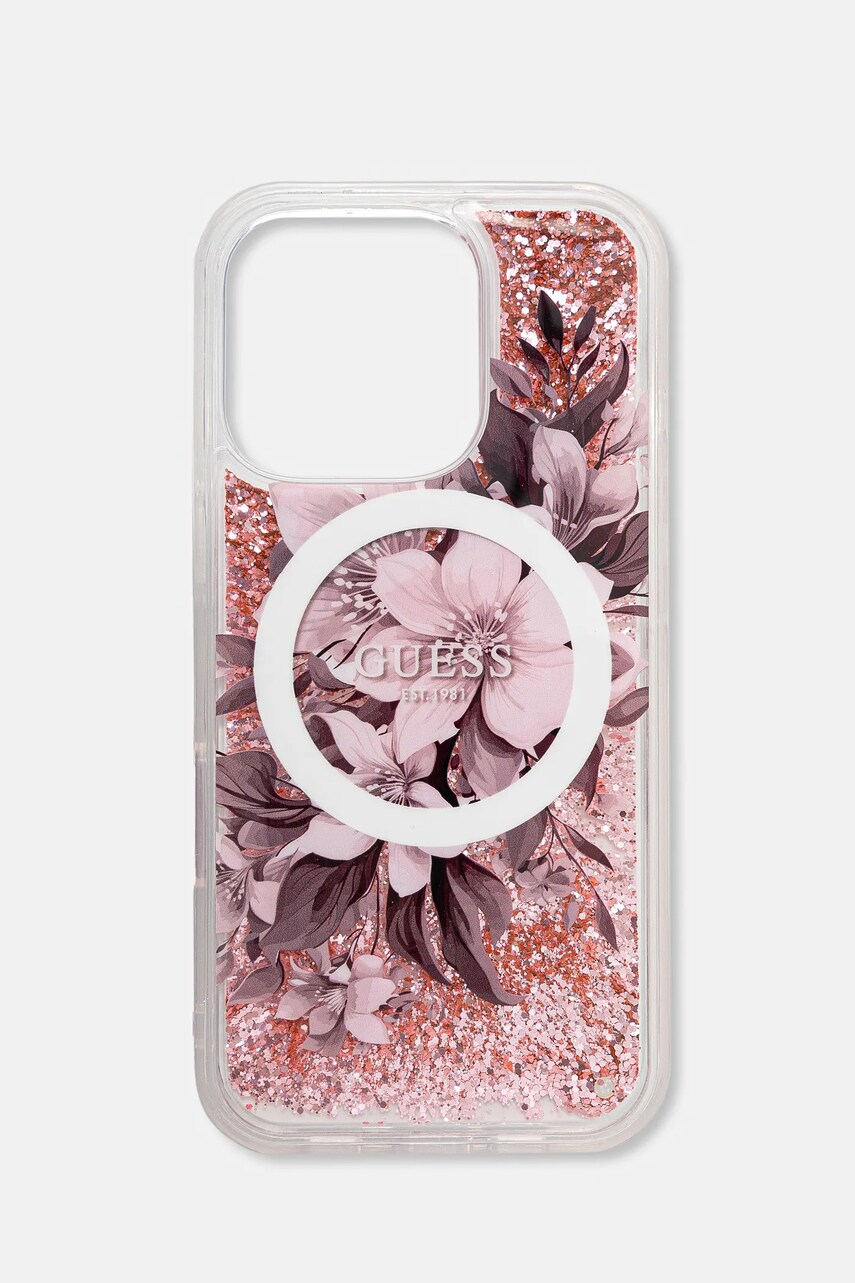 Levně Obal na telefon Guess iPhone 16 Pro 6.3 růžová barva, GUHMP16LLFMWTP