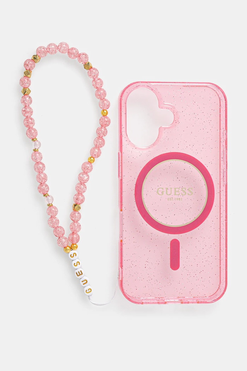 Levně Obal na telefon Guess iPhone 16 růžová barva