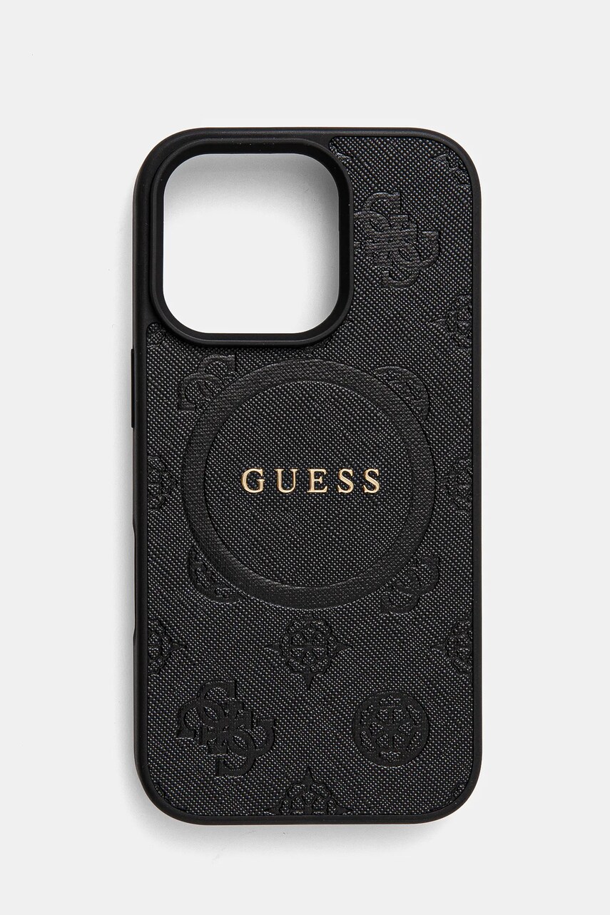 Levně Obal na telefon Guess iPhone 16 Pro 6.3 černá barva, GUHMP16LPSAPSMEK