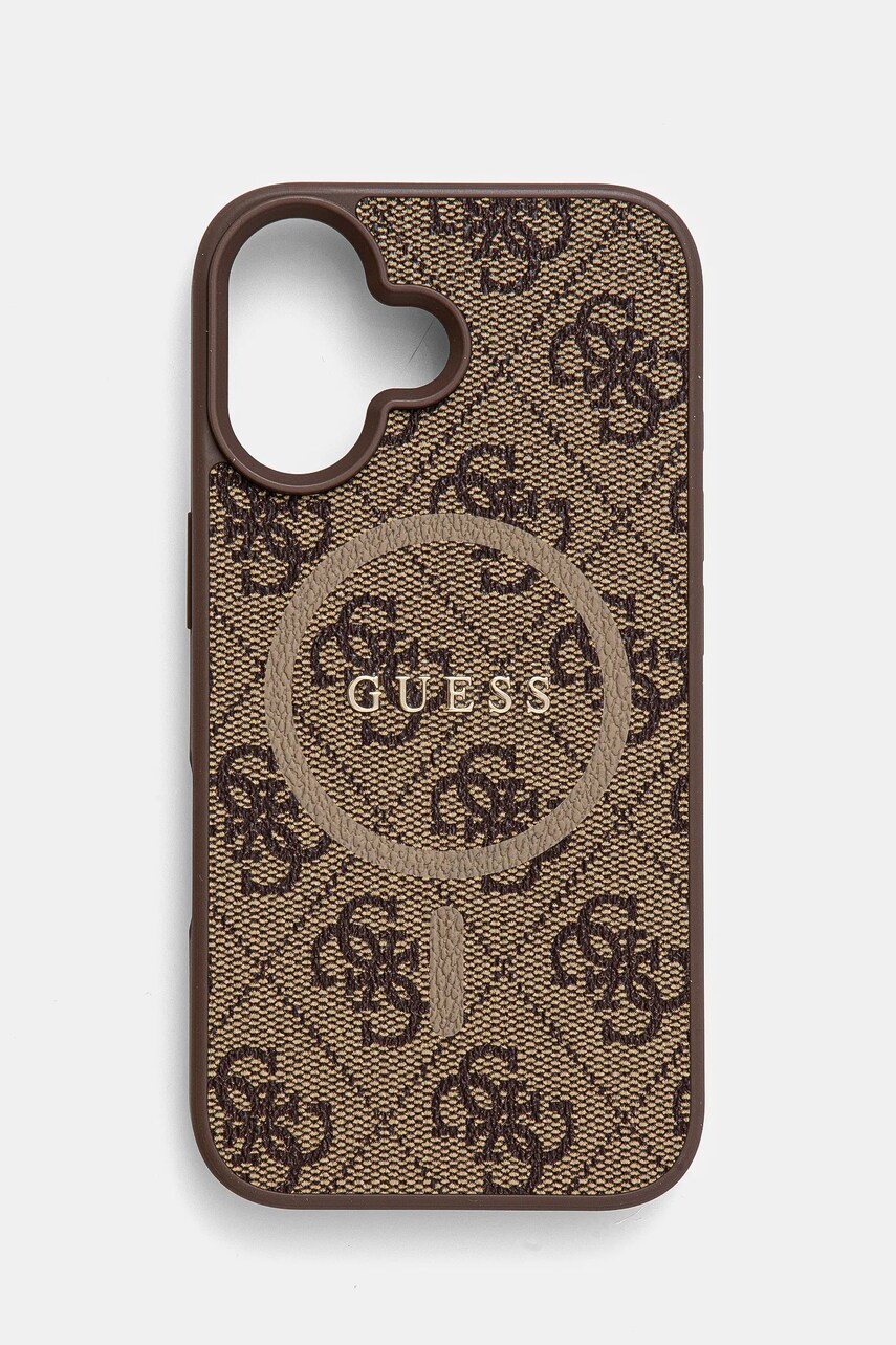 Levně Obal na telefon Guess iPhone 16 6.1 hnědá barva, GUHMP16SG4GFRW