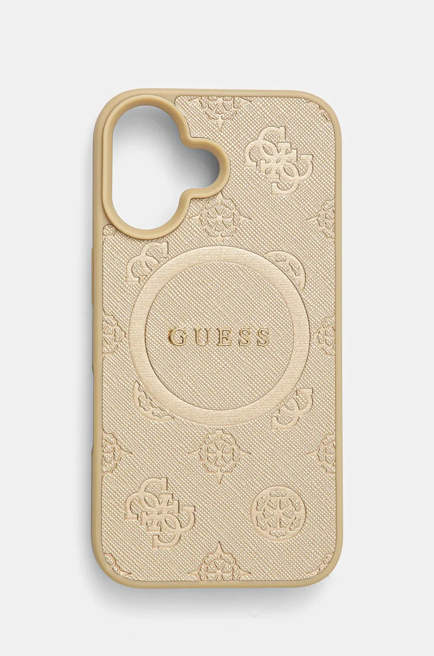 Levně Obal na telefon Guess iPhone 16 6.1 zlatá barva, GUHMP16SPSAPSMED