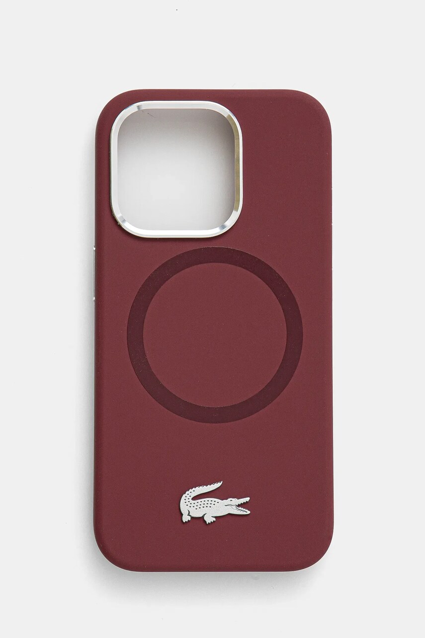 Lacoste Husa pentru telefon iPhone 15 Pro 6.1 culoarea bordo, LCHMP15LSMAR