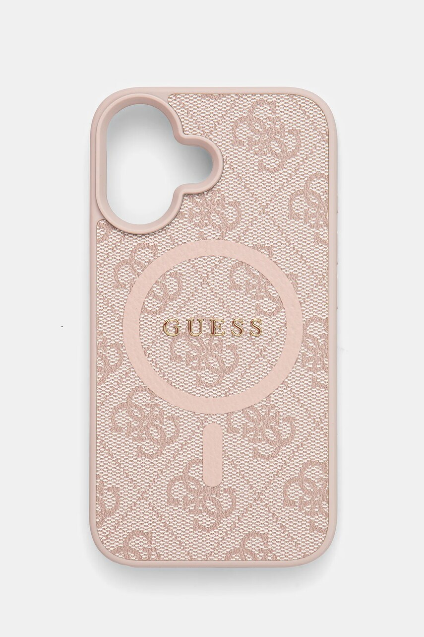Levně Obal na telefon Guess iPhone 16 6.1 růžová barva, GUHMP16SG4GFRP