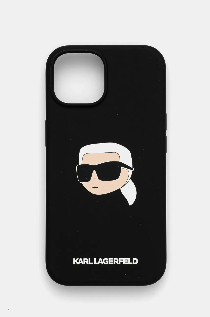 Karl Lagerfeld Husa pentru telefon iPhone 15 6.1 culoarea negru, KLHMP15SSKHPPLK