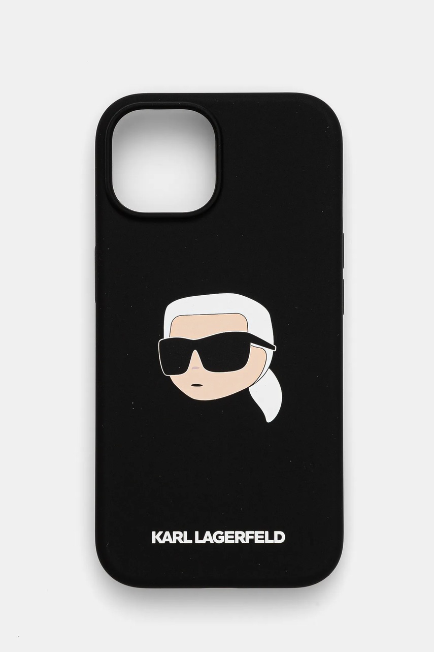 Karl Lagerfeld Husa pentru telefon iPhone 15 6.1 culoarea negru, KLHMP15SSKHPPLK