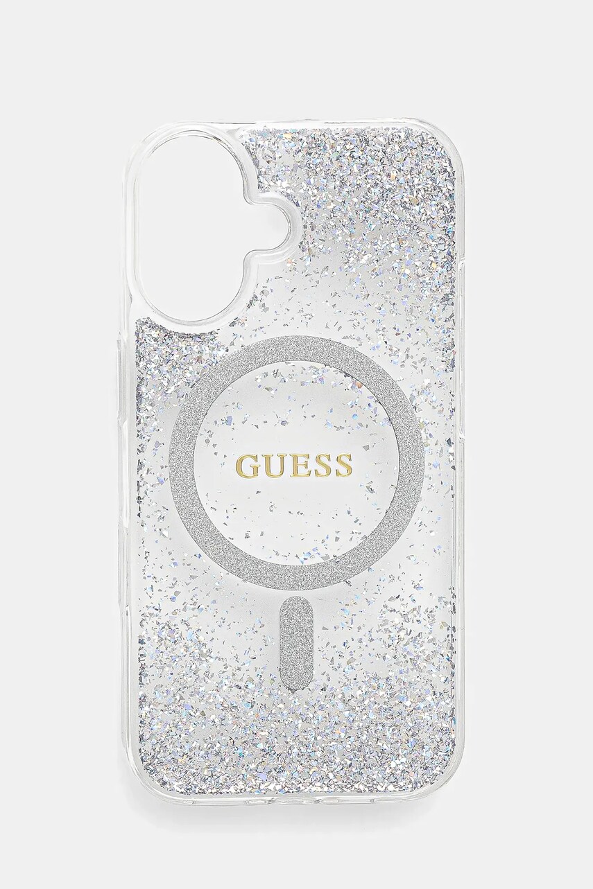 Levně Obal na telefon Guess iPhone 16 stříbrná barva, GUHMP16SRGRGES
