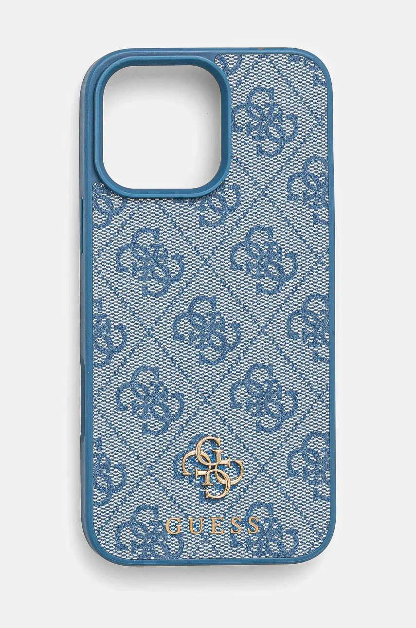Levně Obal na telefon Guess iPhone 16 Pro Max modrá barva, GUHMP16XP4SM4MB