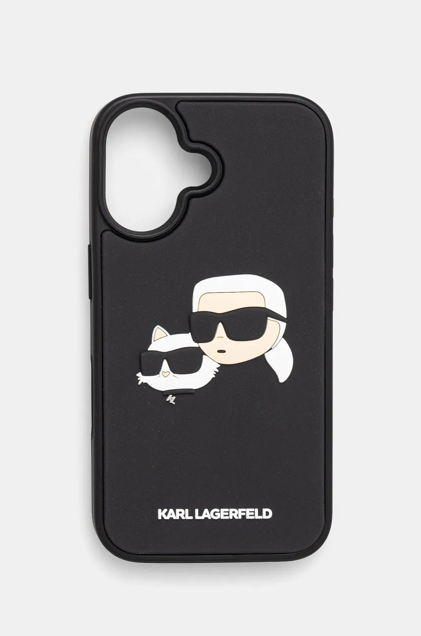 Levně Obal na telefon Karl Lagerfeld iPhone 16 černá barva, KLHCP16SRBCKCHLK