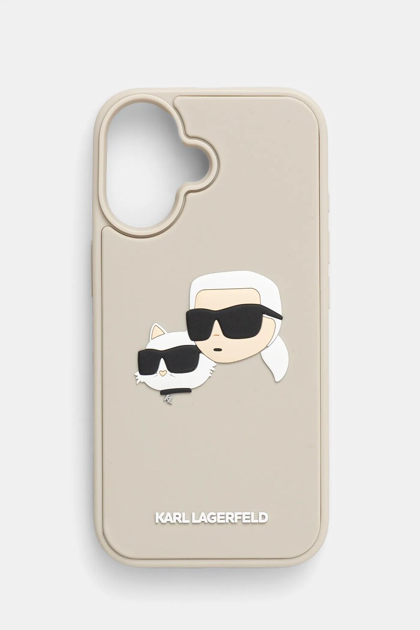 Levně Obal na telefon Karl Lagerfeld iPhone 16 béžová barva, KLHCP16SRBCKCHLE