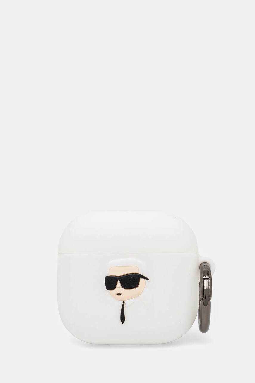 Levně Pouzdro na airpod Karl Lagerfeld AirPods 4 bílá barva, KLA4RUNIKH